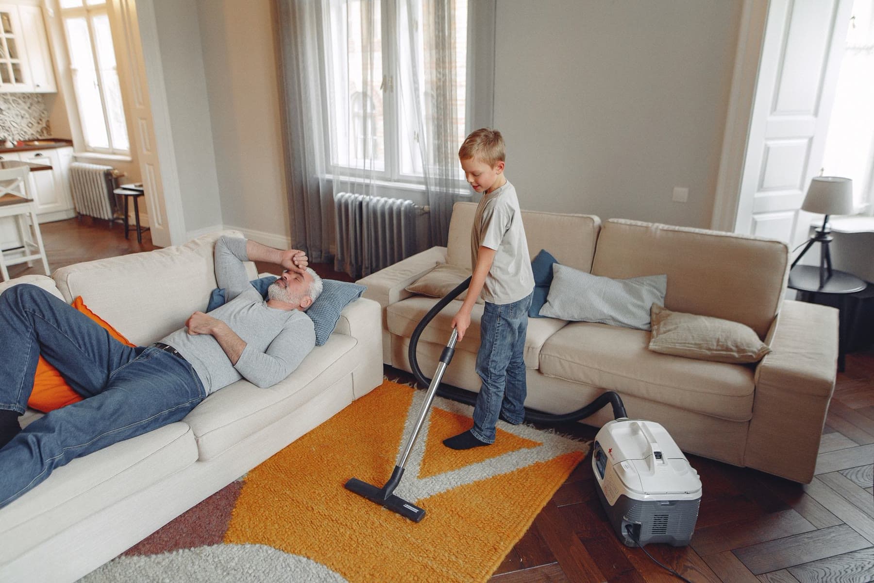 A helper keeping a Singapore home bright and orderly
